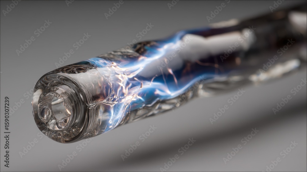 Poster glassblowing expertise transforms molten glass into a light pipe, showcasing the material's fluidity