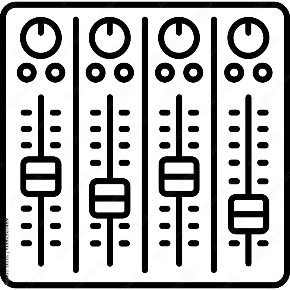 Poster Mixing console fader section outline icon vector