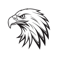 American bald eagle head vector illustration with bold beak and sharp eye in wildlife style