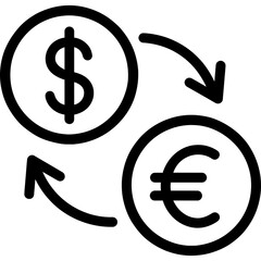 Currency exchange symbol outline icon vector