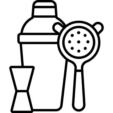cocktail shaker, strainer, jigger outline clip art preview