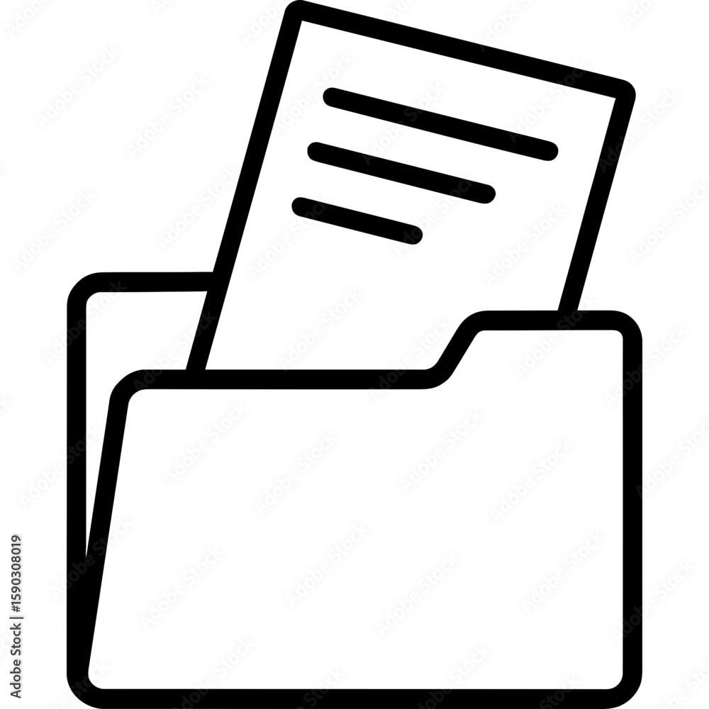 Aufkleber filing documents in folder outline icon vector