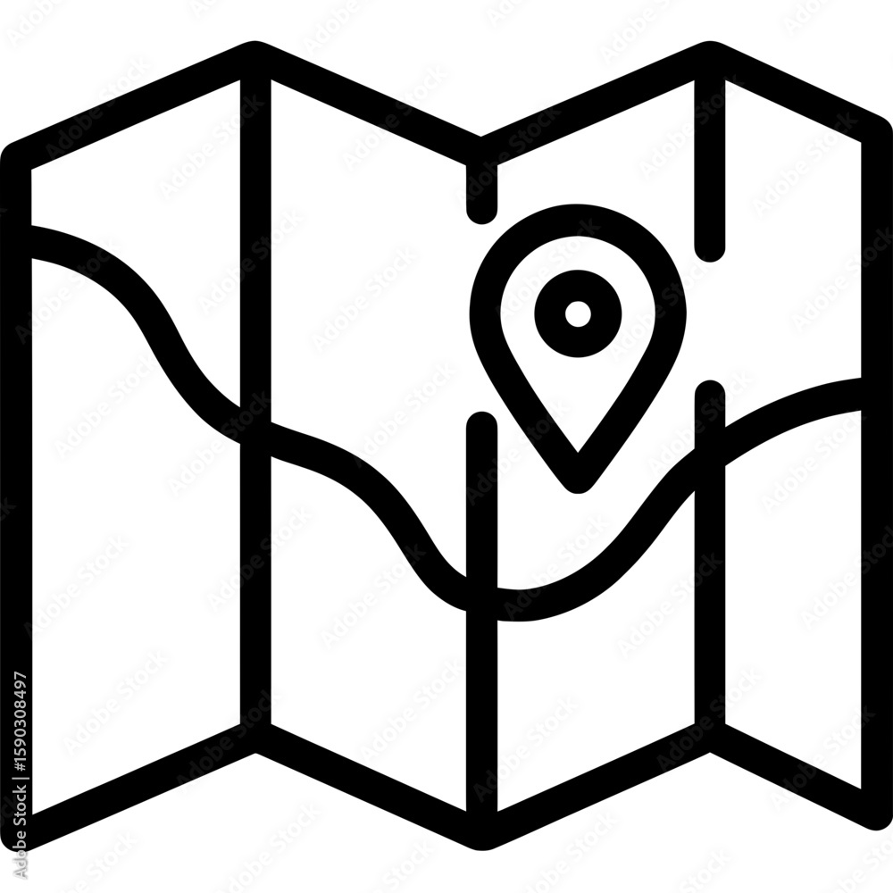 Poster map outline icon vector