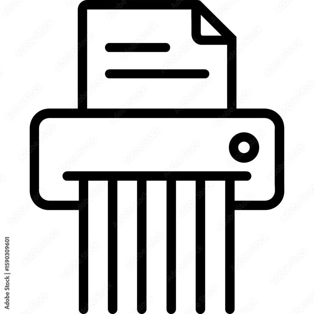 Poster shredding documents machine outline icon vector
