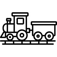 Toy train outline icon vector