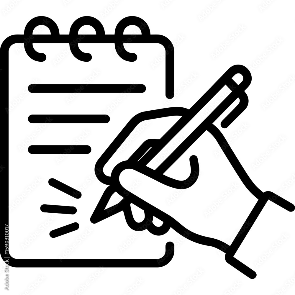 Poster writing notes on pad outline icon vector