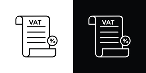 Value added tax VAT icon. Stroke pictogram. Vector illustration. Vector sign for mobile app and websites.