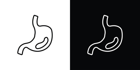 Stomach with Liquids icon. Stroke pictogram. Vector illustration. Vector sign for mobile app and websites.