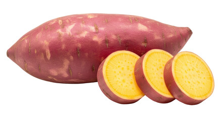 Isolated Sweet Potato and Slices