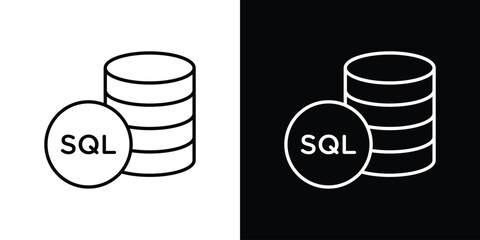 SQL icon. Stroke pictogram. Vector illustration. Vector sign for mobile app and websites.