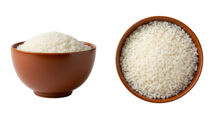 Isolated Two Bowls of Cooked White Rice