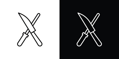 Knife sharpener icon. Stroke pictogram. Vector illustration. Vector sign for mobile app and websites.