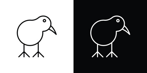 Kiwi bird icon. Stroke pictogram. Vector illustration. Vector sign for mobile app and websites.