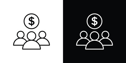 Joint account icon. Stroke pictogram. Vector illustration. Vector sign for mobile app and websites.