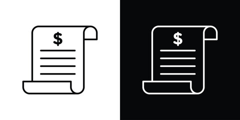 Invoice icon. Stroke pictogram. Vector illustration. Vector sign for mobile app and websites.