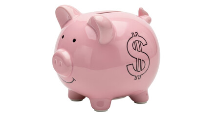 Isolated Pink Piggy Bank with Dollar Sign