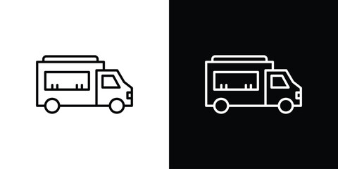 Food truck icon. Stroke pictogram. Vector illustration. Vector sign for mobile app and websites.
