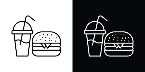 Fast food icon. Stroke pictogram. Vector illustration. Vector sign for mobile app and websites.