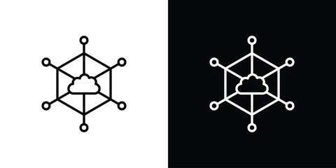 edge computing icon. Stroke pictogram. Vector illustration. Vector sign for mobile app and websites.