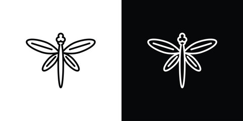 Fototapeta premium Dragon fly icon. Stroke pictogram. Vector illustration. Vector sign for mobile app and websites.