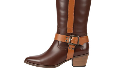 Isolated Brown Leather Cowboy Boot