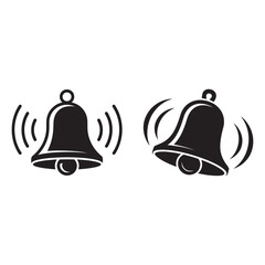 Black ringing bells with sound waves notification