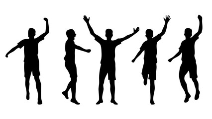 Obraz premium Soccer Players Kicking Ball and Celebrating Victory on Field