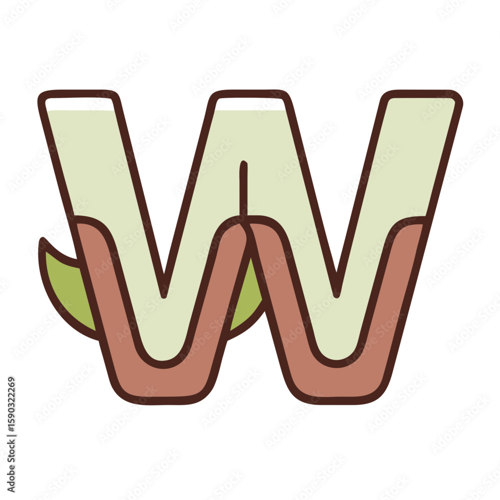 Fototapete stylized letter w artwork, crafted with earth tones, perfect for various design needs such as logo c