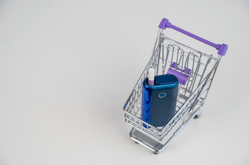 Electronic cigarette in a shopping cart. Tobacco heating system. 