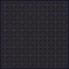 seamless geometric pattern design, X, cross and square combination in gold and blue basic color. Vector line art good for print , and digital purpose.