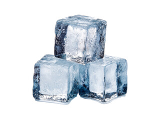 Three crystal clear ice cubes stacked on black background, Isolated On Transparent Background, Png