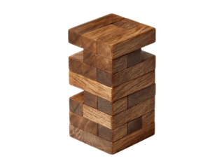 Wooden block tower game stacking puzzle strategy skill, Isolated On Transparent Background, Png