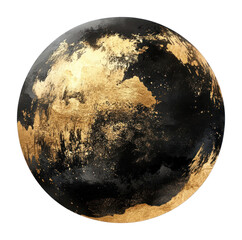 Naklejka premium PNG Black and gold watercolor sphere planet art illustration.
