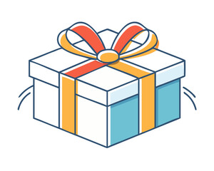 Obraz premium Gift box icon: Illustrative image of a perfectly wrapped present, adorned with a decorative bow, ready to deliver the joy of giving, signifying celebration and special occasion.