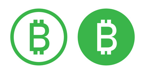 Bitcoin green coin icons, Cryptocurrency currency symbols vector illustration.