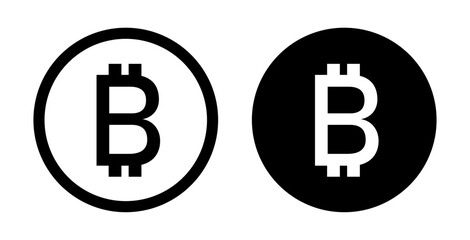 Bitcoin black coin icons, Cryptocurrency currency symbols, Vector illustration.