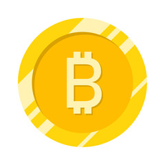 Bitcoin cryptocurrency gold coin symbol, Digital money token, Vector illustration.