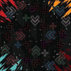 Graffiti Style Colorful Abstract Sport Icons Seamless Pattern for American Football Poster Background
