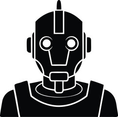 abstract line art robot head vector illustration
