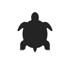 Fototapeta premium Black silhouette of a turtle from top view on white background 