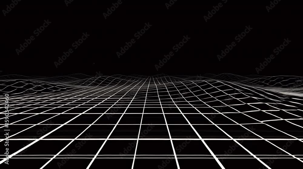 Poster abstract grid lines creating a textured, undulating landscape