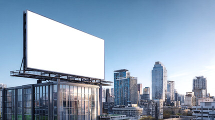 White Billboard in Urban Cityscape with Realistic Street Atmosphere, Generative AI