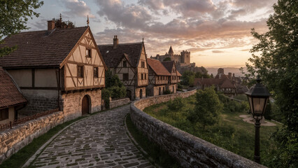 Naklejka premium old town in the evening