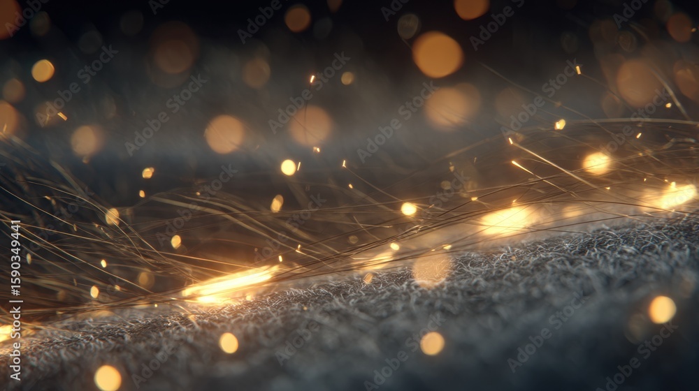 Poster electrical pulses coursing through glowing electrodes transform basalt fiber substrate, generating v