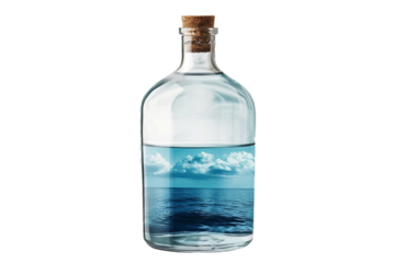 Detailed Artwork in Transparent Bottle, Enhancing Visual Impact in Design