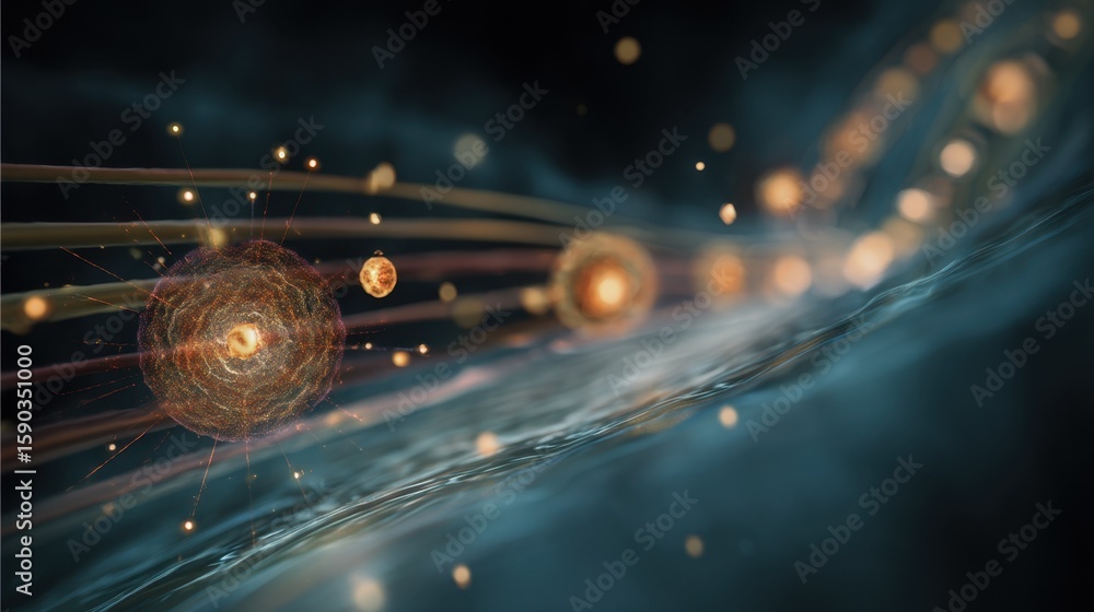 Poster visualization of ultrasonic waves interacting with gallium nitride particles in a fluid medium, crea