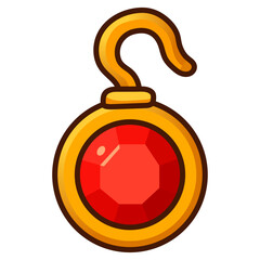 Cartoon Ruby Earring – Fantasy Jewelry Game Icon Vector