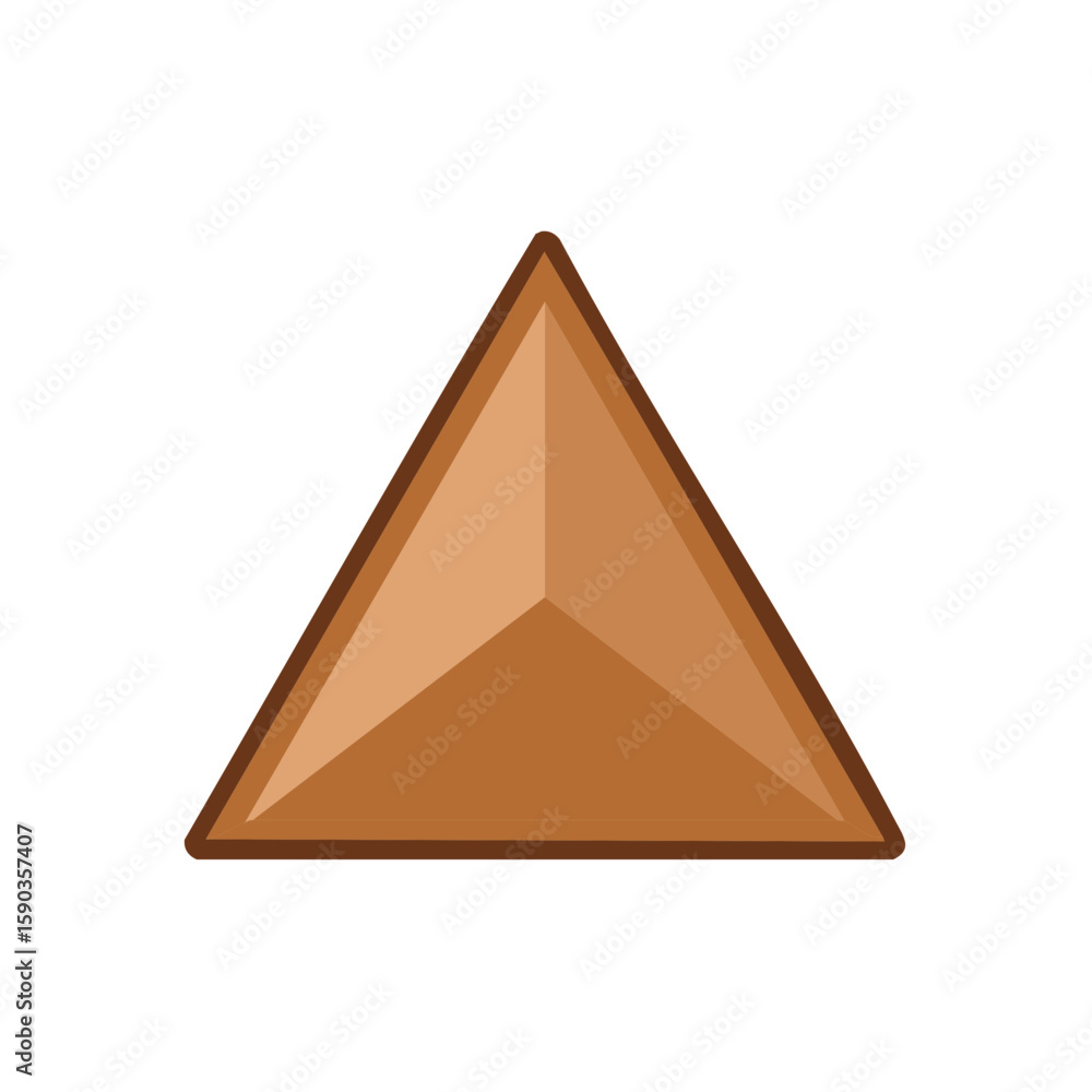 Poster three dimensional triangle shape in brown color with geometric design, flat design