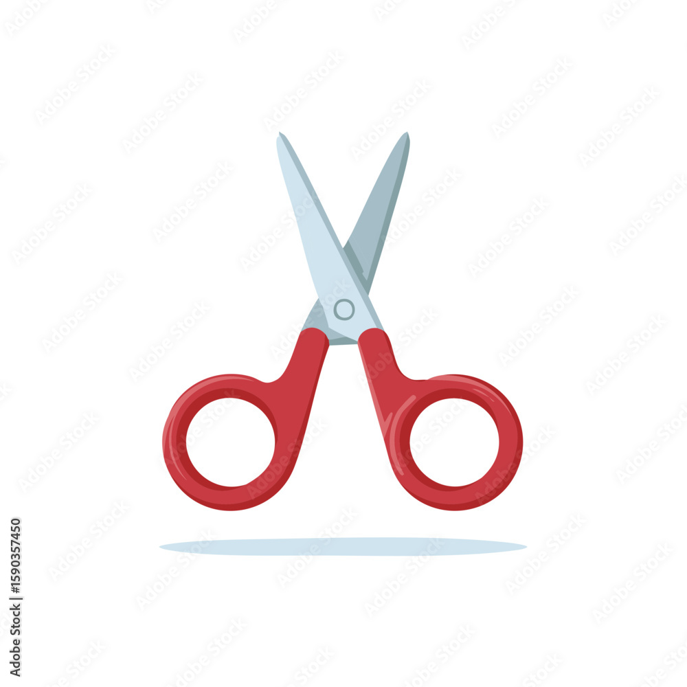 Poster red handled scissors sharp blades open for cutting crafting and precision work