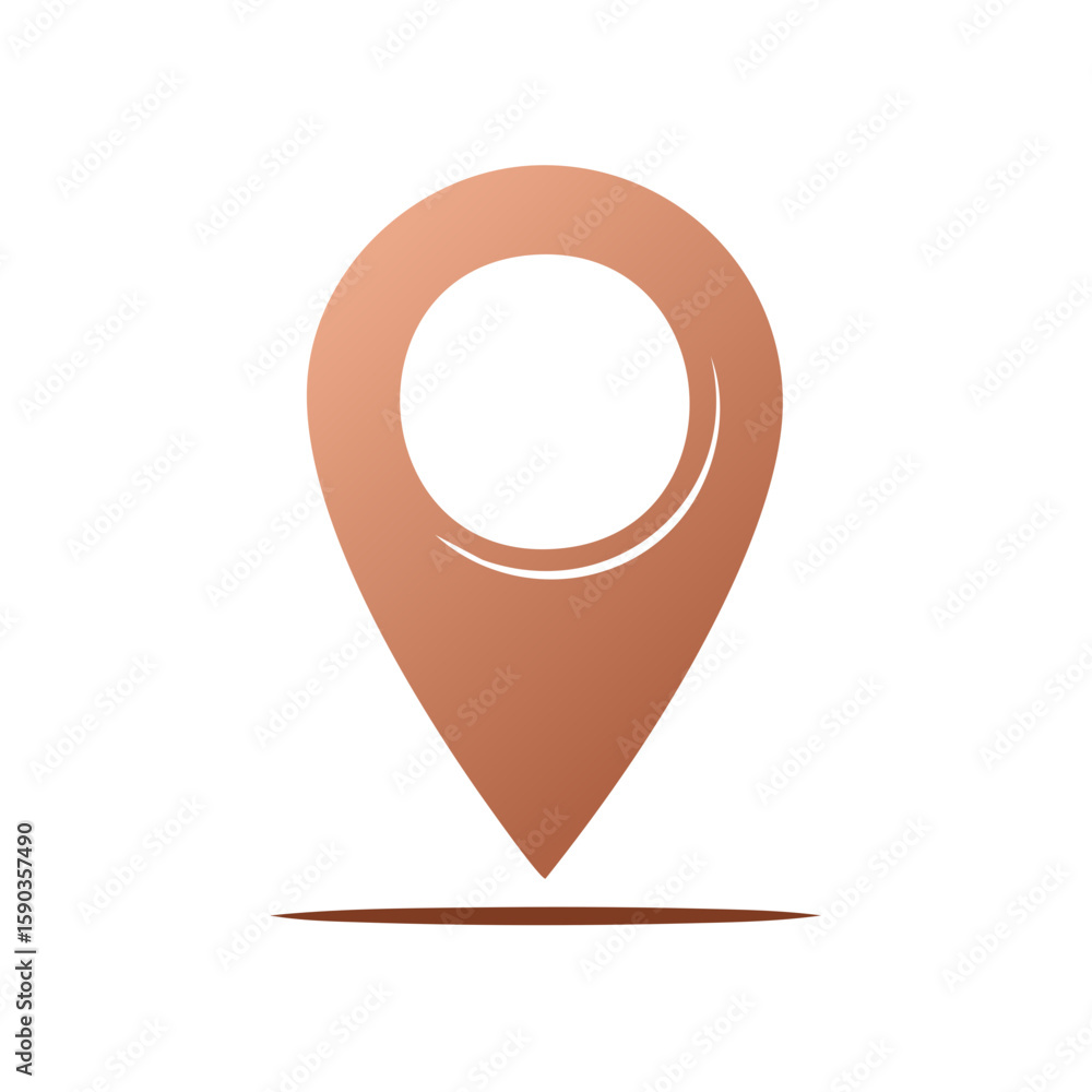 Poster location pointer icon in copper gradient style for map and navigation applications